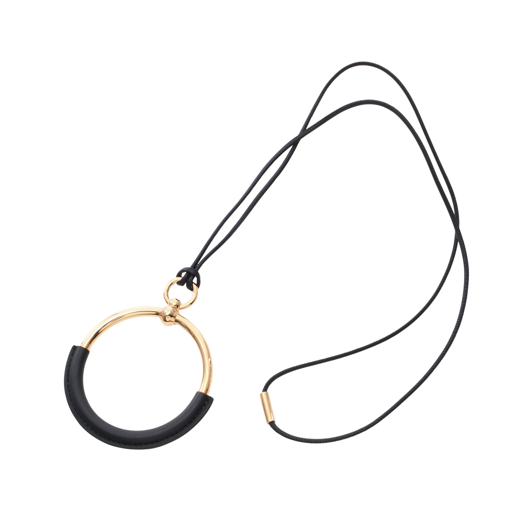 ループグラン ネックレス GP レザー ゴールド ブラック エルメス アクセサリー HERMES