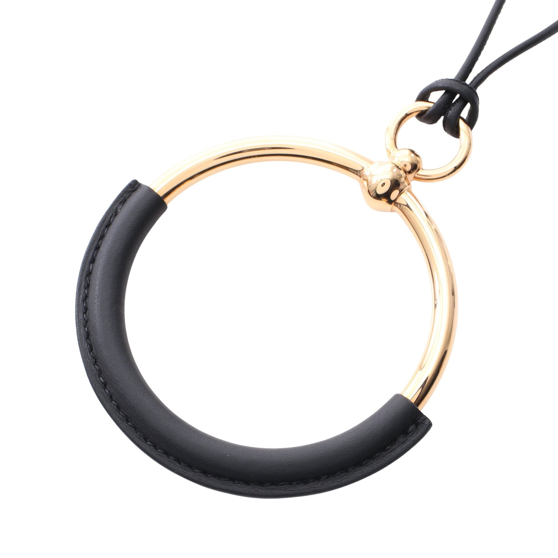ループグラン ネックレス GP レザー ゴールド ブラック エルメス アクセサリー HERMES