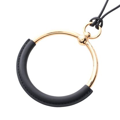 ループグラン ネックレス GP レザー ゴールド ブラック エルメス アクセサリー HERMES