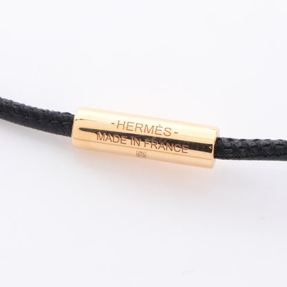 ループグラン ネックレス GP レザー ゴールド ブラック エルメス アクセサリー HERMES