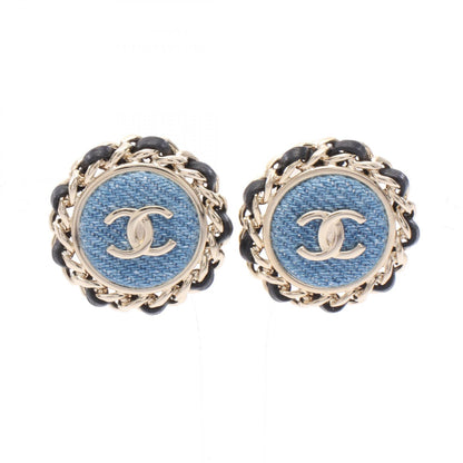 ココマーク サークル ピアス GP デニム ゴールド ブルー ブラック B25P シャネル アクセサリー CHANEL