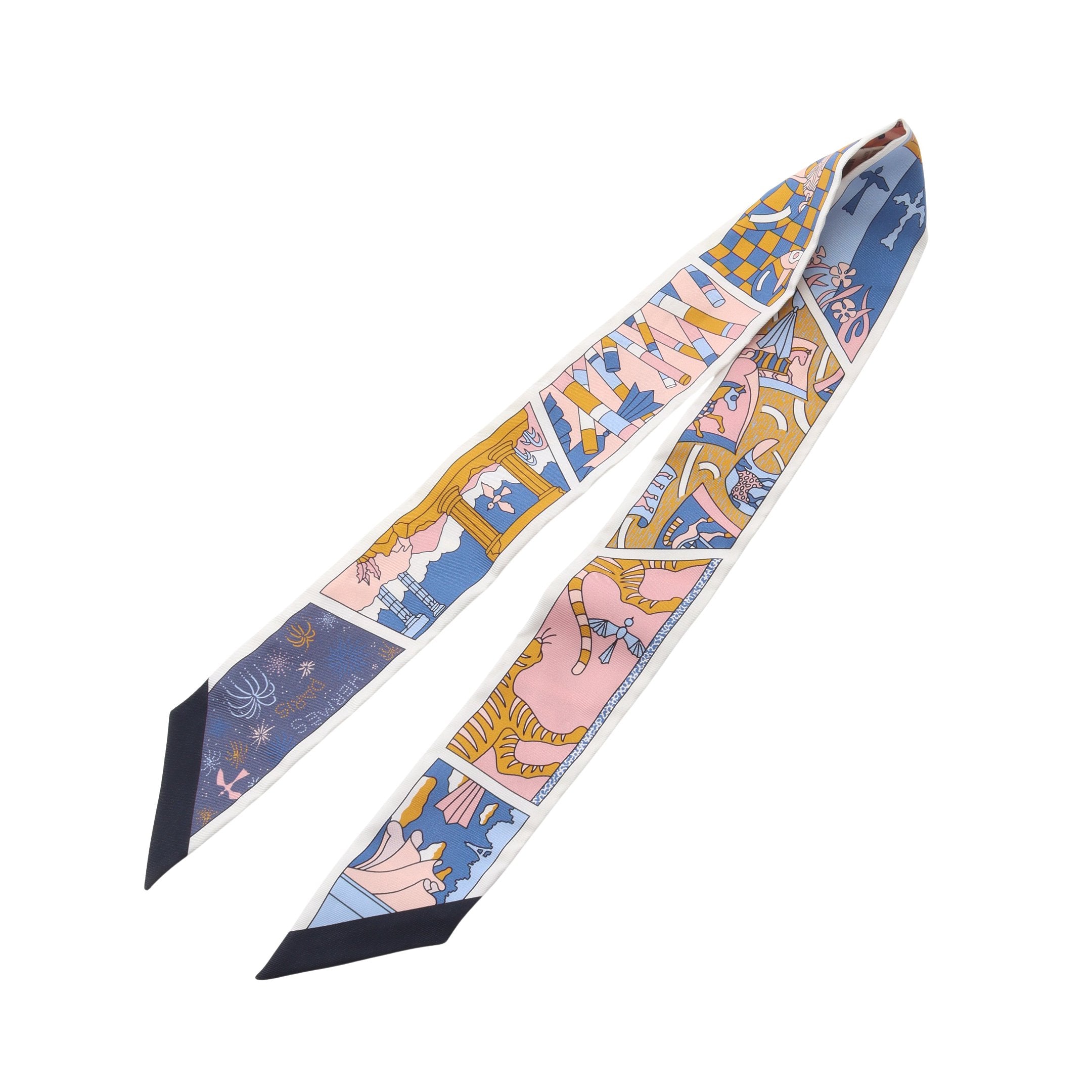 HERMES 鍵とリボンのスカーフ 約85cm x 85cm ツイリー HERMES PARADE リボン スカーフ シルク ライトピンク マルチ