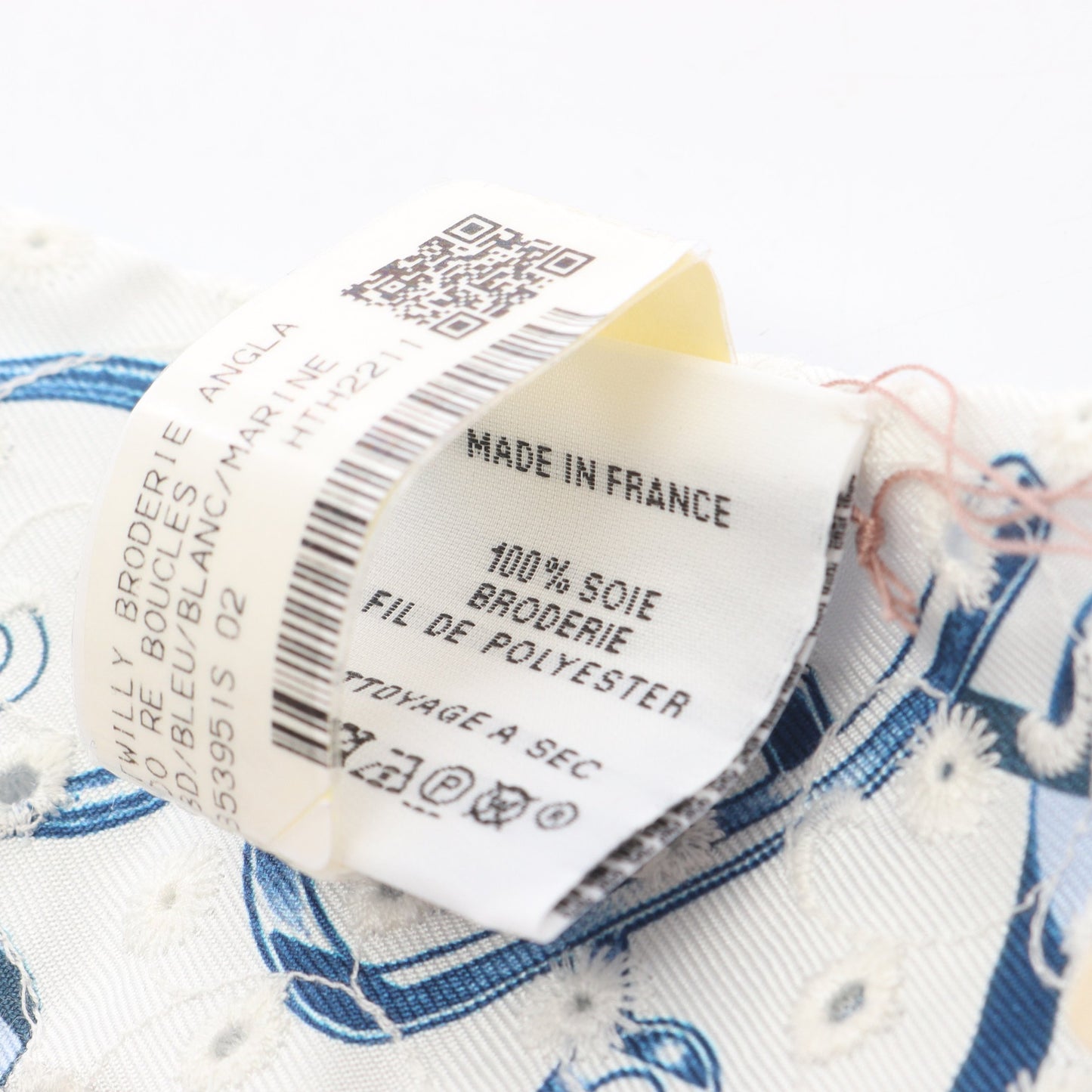 ツイリー DO RE BOUCLES Broderie Anglaise リボン スカーフ シルク ライトブルー ホワイト ネイビー エルメス 財布・小物 HERMES