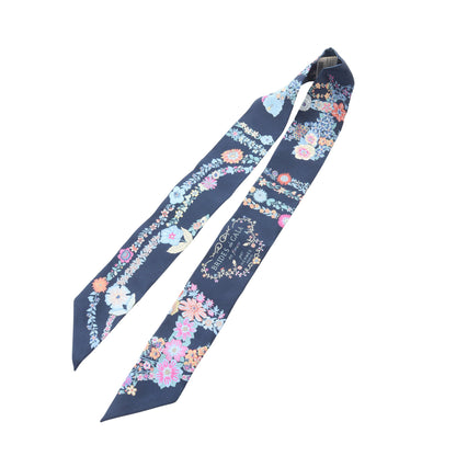 ツイリー BRIDES de GALA en fleurs リボン スカーフ シルク ネイビー マルチカラー エルメス 財布・小物 HERMES