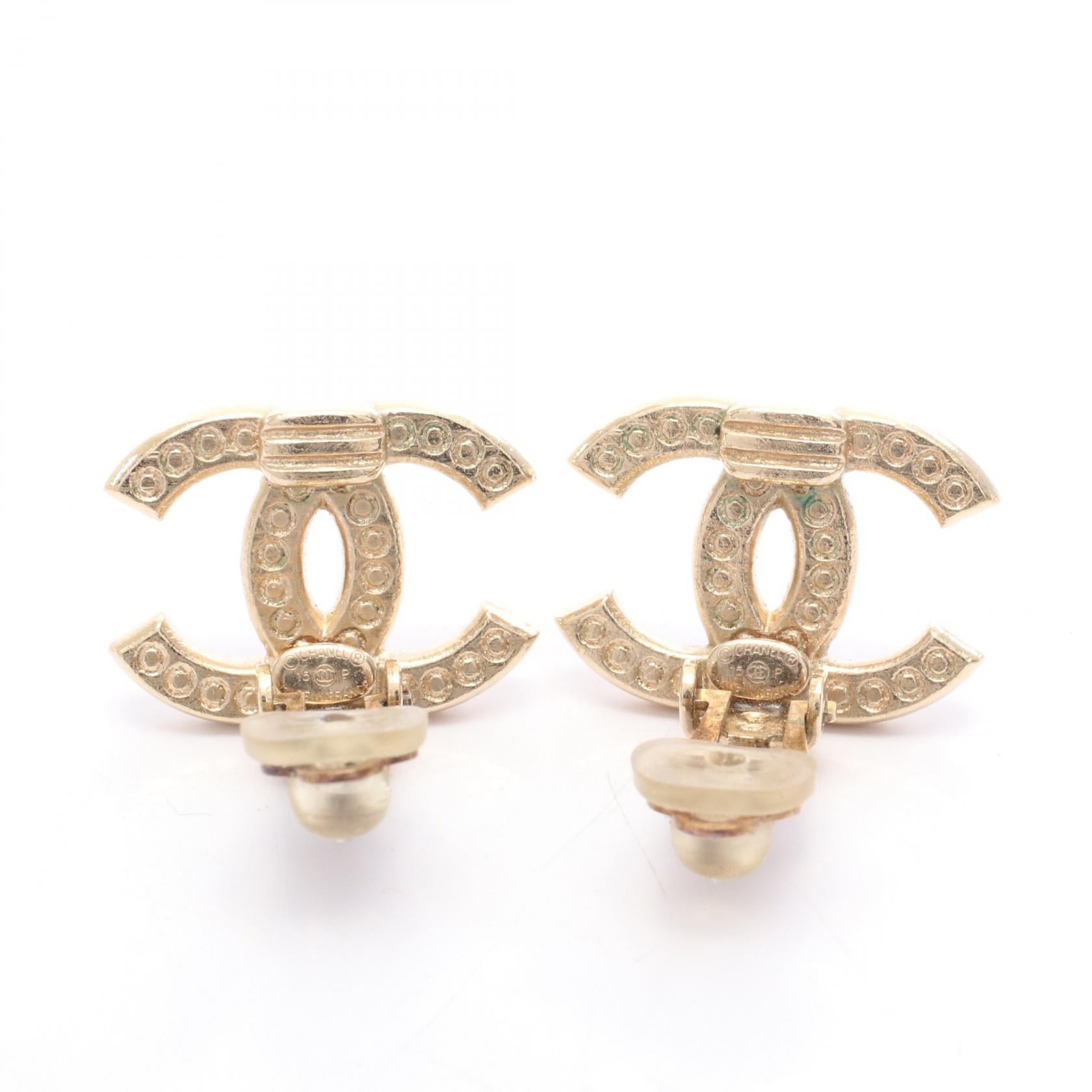 ココマーク イヤリング GP ラインストーン ゴールド クリア 15P シャネル アクセサリー CHANEL
