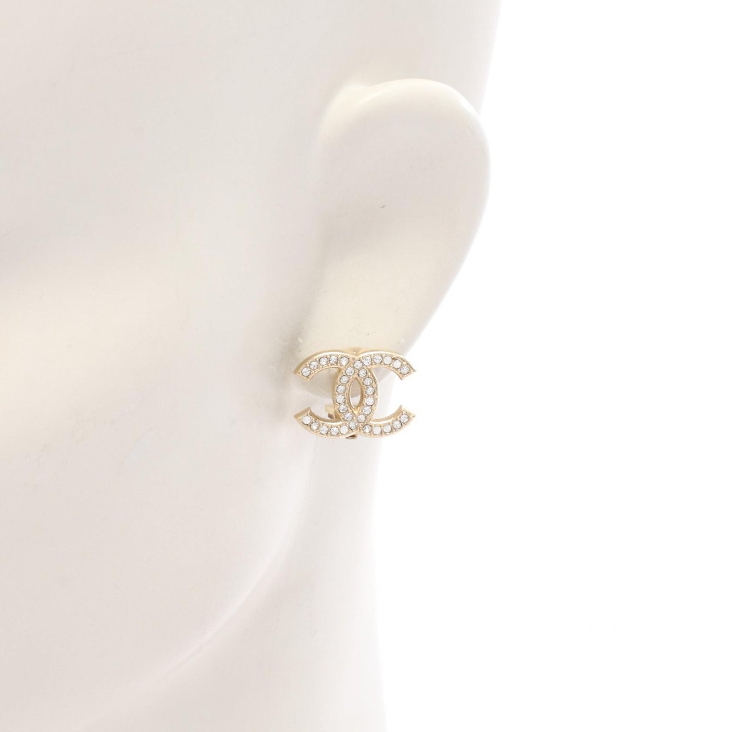 ココマーク イヤリング GP ラインストーン ゴールド クリア 15P シャネル アクセサリー CHANEL