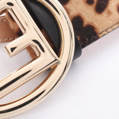 FFロゴバックル レオパード ゴールド金具 ベルト ハラコ ベージュ ダークブラウン フェンディ 財布・小物 FENDI