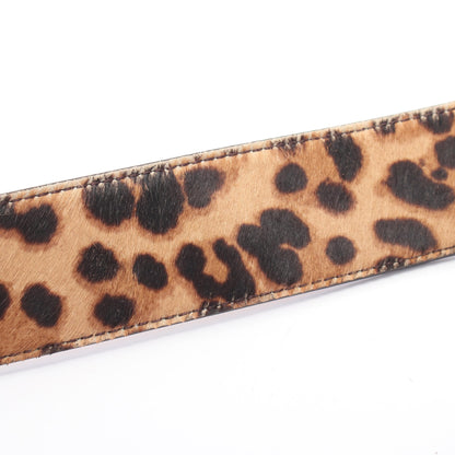 FFロゴバックル レオパード ゴールド金具 ベルト ハラコ ベージュ ダークブラウン フェンディ 財布・小物 FENDI