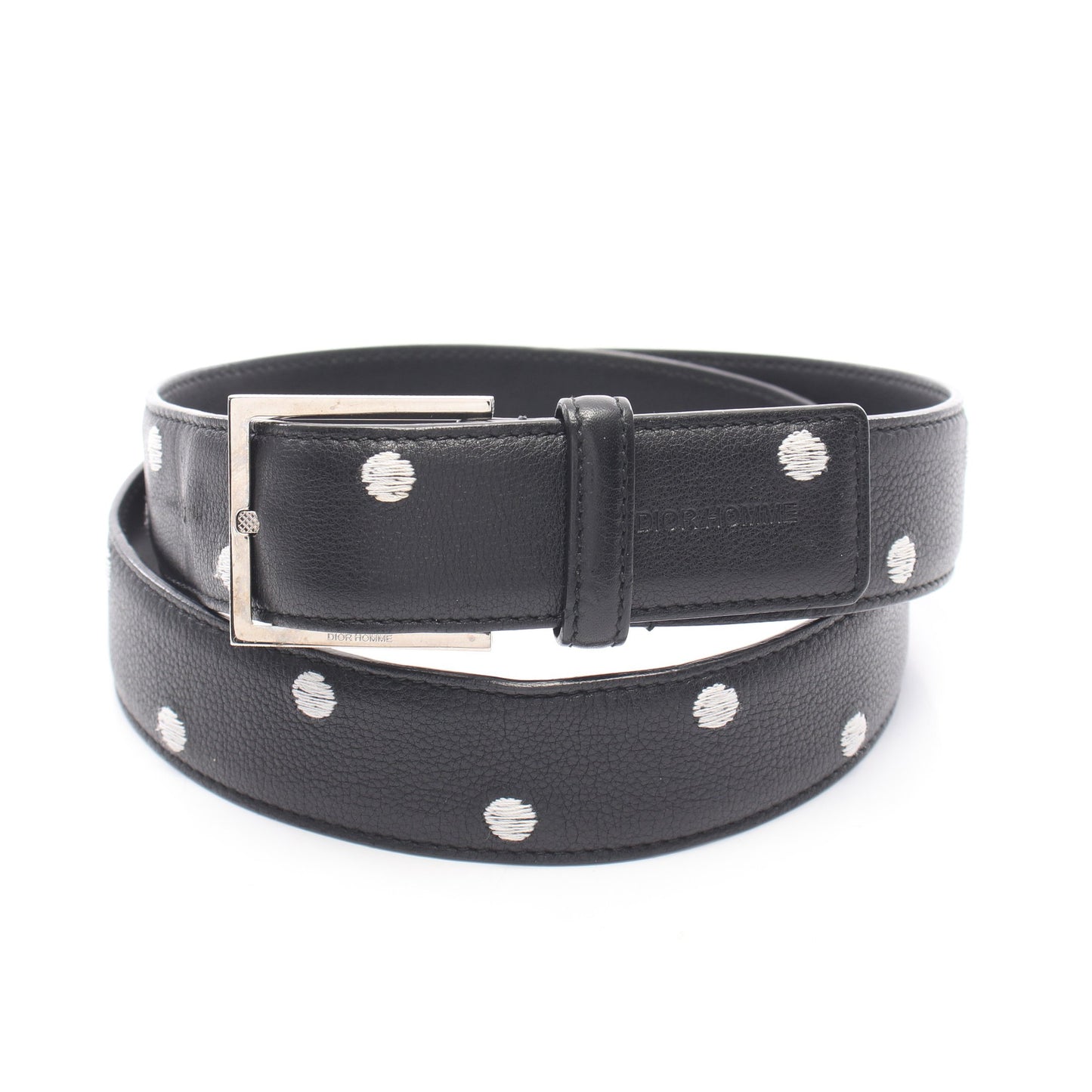 ドット シルバー金具 ベルト レザー ブラック ディオールオム 財布・小物 Dior HOMME