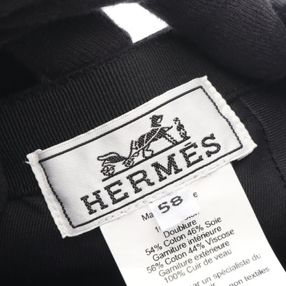 ネヴァダ Hストライプ キャップ コットン ブラック エルメス 財布・小物 HERMES