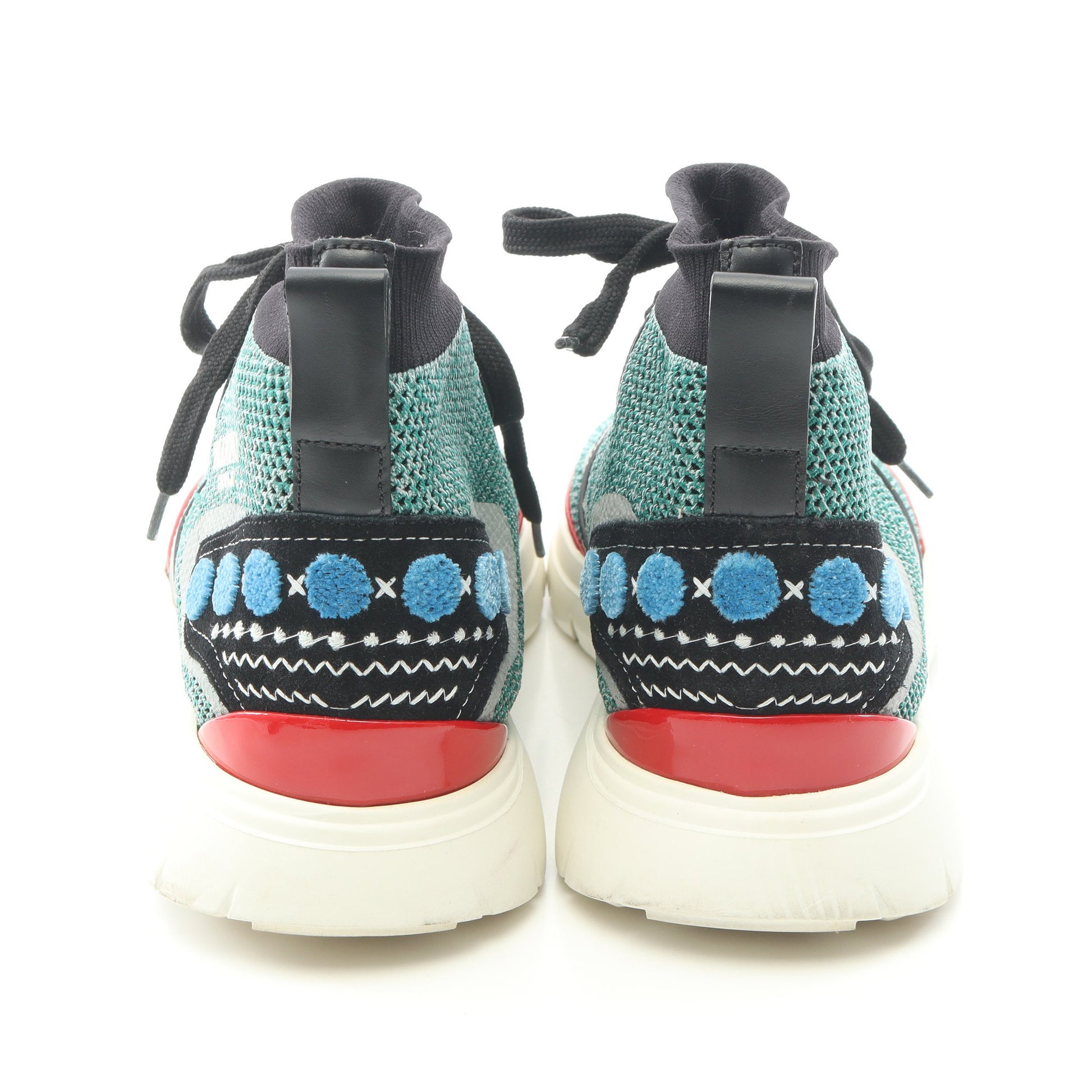 Heroes Tribe フリンジ ハイカットスニーカー ニットファブリック レザー グリーン ブラック レッド ヴァレンティノ シューズ VALENTINO
