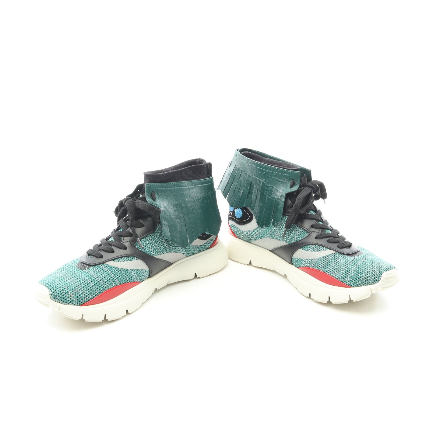 Heroes Tribe フリンジ ハイカットスニーカー ニットファブリック レザー グリーン ブラック レッド ヴァレンティノ シューズ VALENTINO