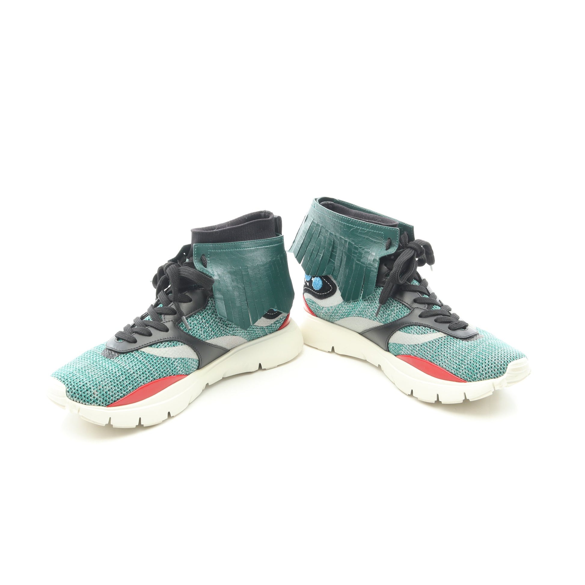 Heroes Tribe フリンジ ハイカットスニーカー ニットファブリック レザー グリーン ブラック レッド ヴァレンティノ シューズ VALENTINO
