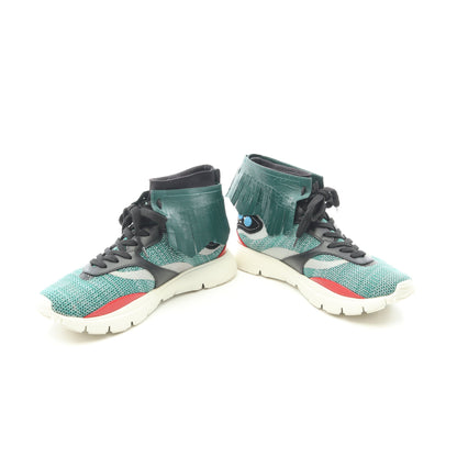 Heroes Tribe フリンジ ハイカットスニーカー ニットファブリック レザー グリーン ブラック レッド ヴァレンティノ シューズ VALENTINO