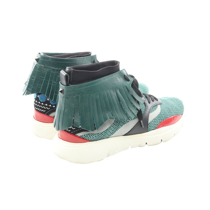 Heroes Tribe フリンジ ハイカットスニーカー ニットファブリック レザー グリーン ブラック レッド ヴァレンティノ シューズ VALENTINO