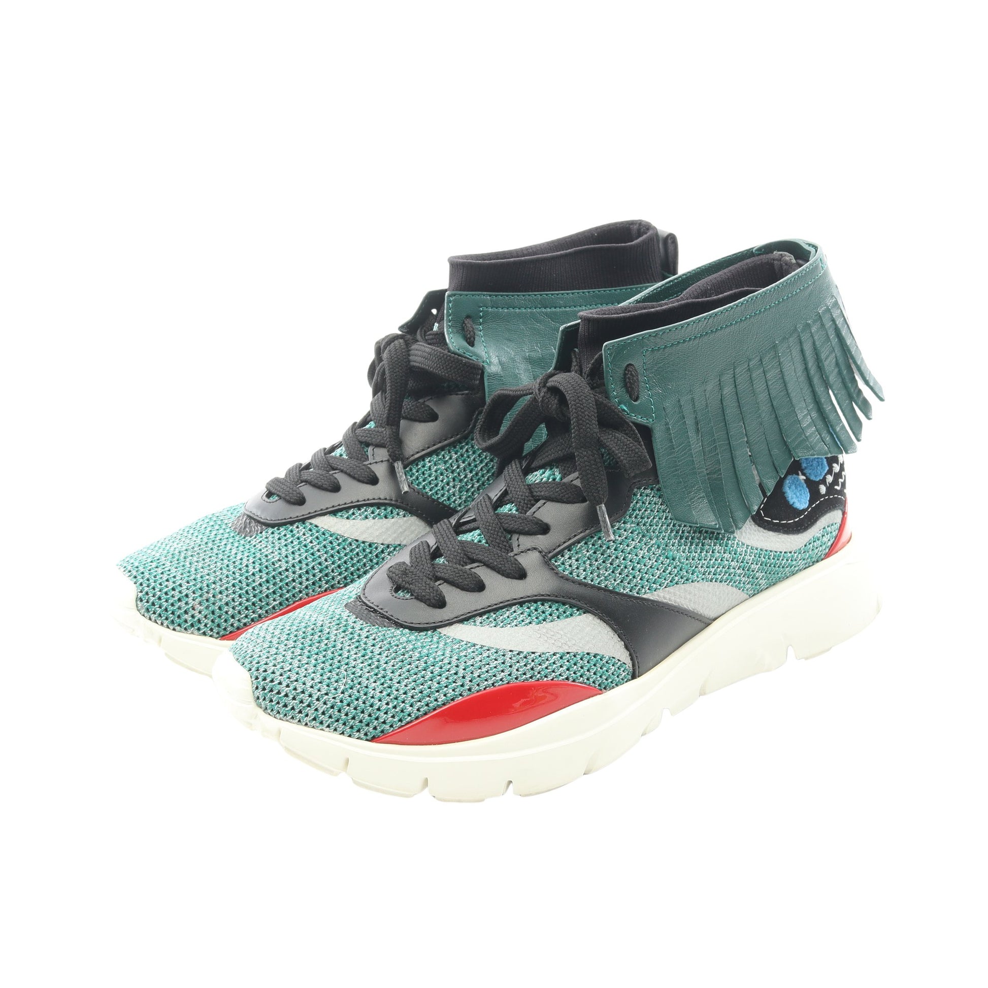 Heroes Tribe フリンジ ハイカットスニーカー ニットファブリック レザー グリーン ブラック レッド ヴァレンティノ シューズ VALENTINO