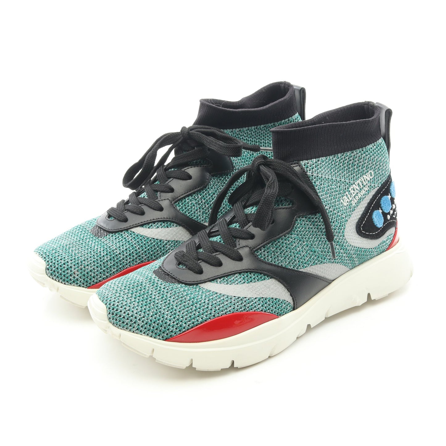 Heroes Tribe フリンジ ハイカットスニーカー ニットファブリック レザー グリーン ブラック レッド ヴァレンティノ シューズ VALENTINO