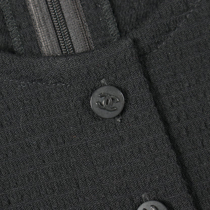 ココマークボタン 半袖 ワンピース ウール ブラック 98C シャネル ワンピース CHANEL