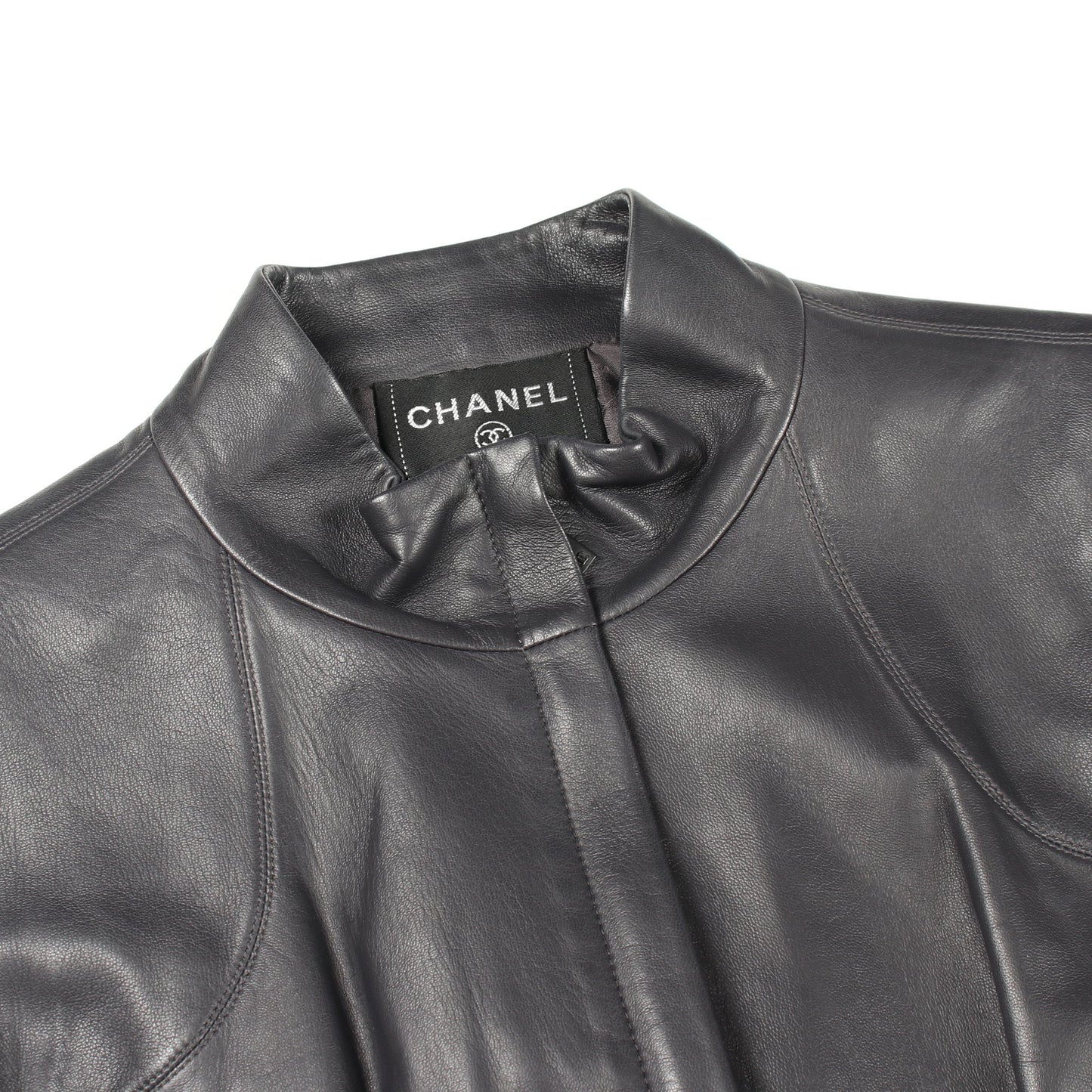 ココマーク ジップアップ ベスト ラムスキン ダークグレー 02A シャネル トップス CHANEL