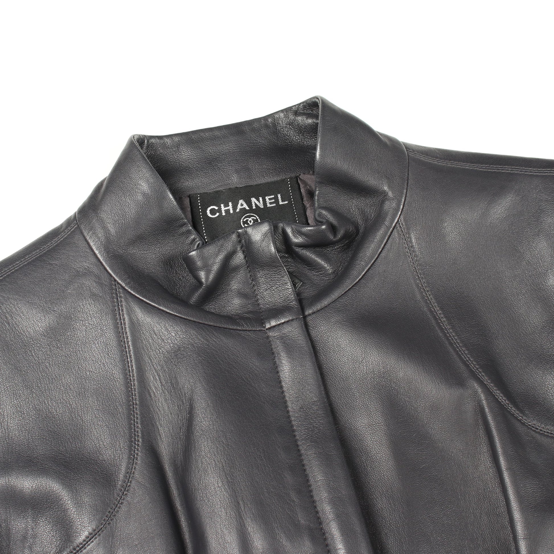 ココマーク ジップアップ ベスト ラムスキン ダークグレー 02A シャネル トップス CHANEL