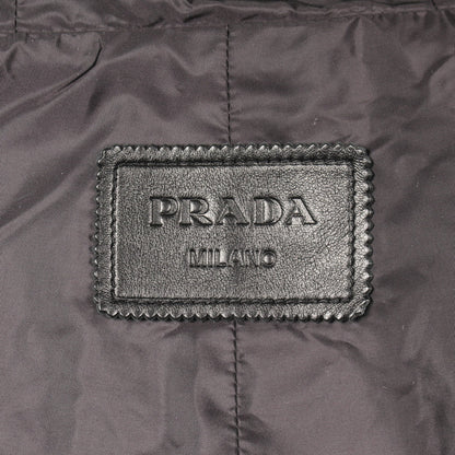 ナッパレザー フード付き ロングコート レザー ブラック プラダ アウター PRADA