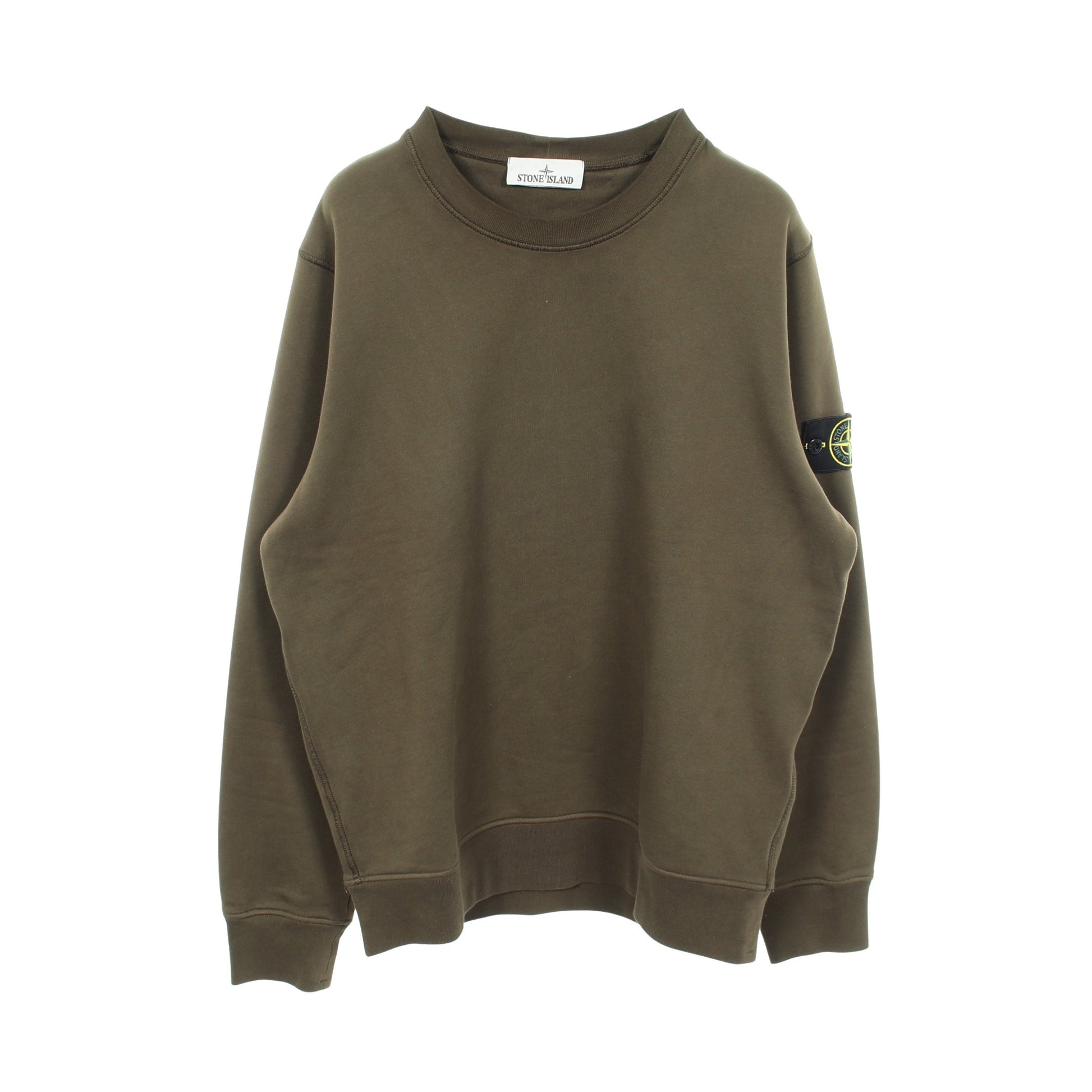 クルーネック スウェットシャツ コットン カーキグリーン ストーンアイランド トップス Stone Island