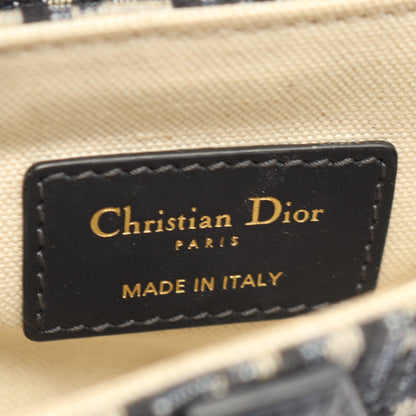 サドルバッグ ミニ オブリークジャカード ハンドバッグ キャンバス レザー ベージュ ネイビー クリスチャンディオール バッグ Christian Dior