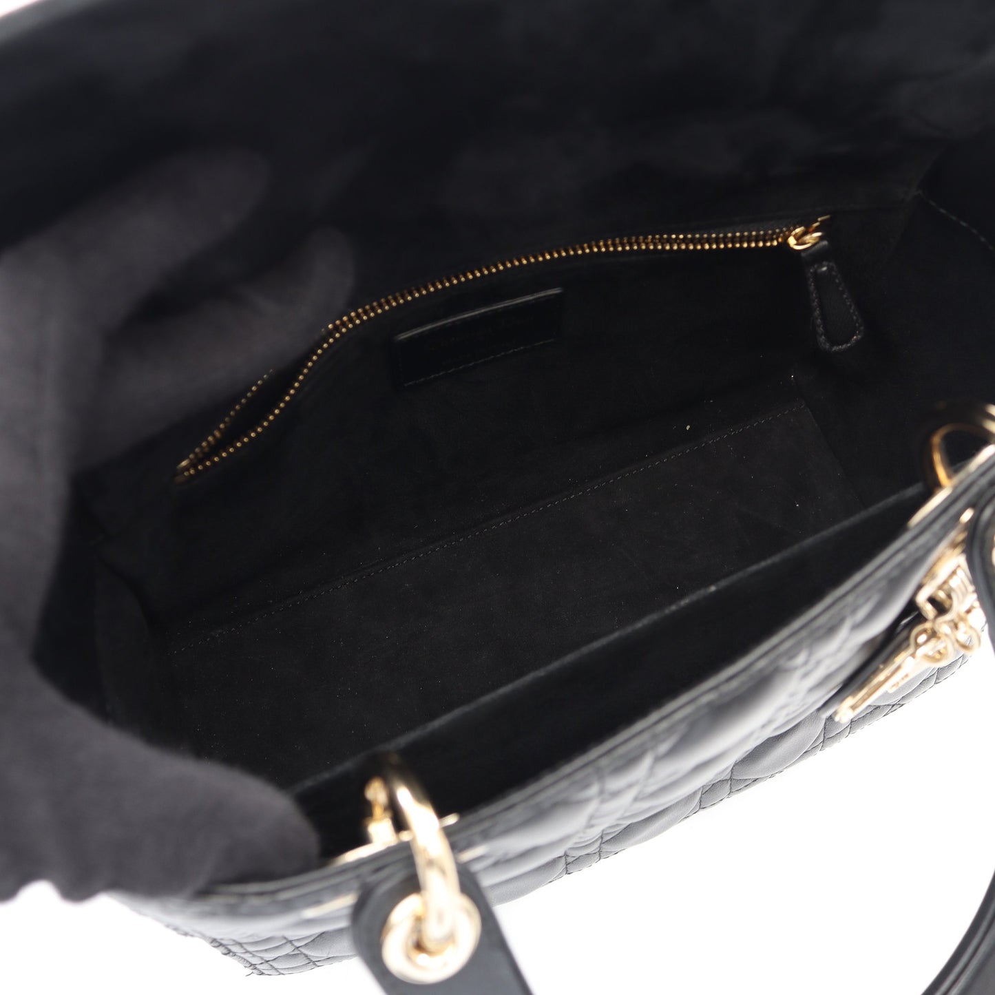 LADY DIOR レディディオール カナージュ 2WAY ハンドバッグ レザー ブラック クリスチャンディオール バッグ Christian Dior
