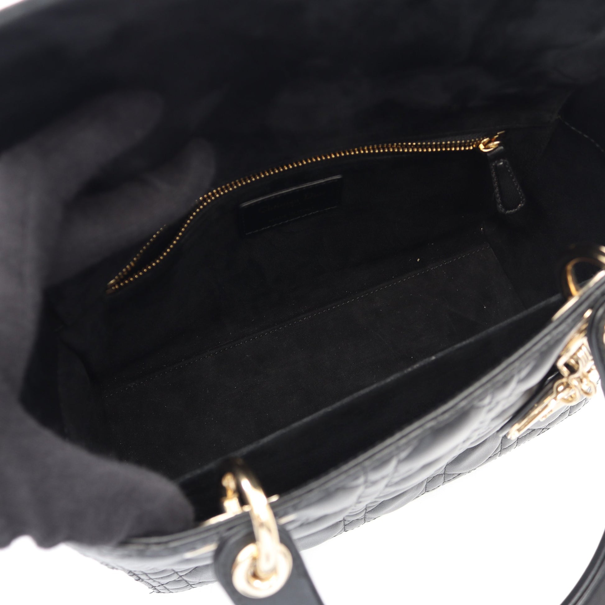 LADY DIOR レディディオール カナージュ 2WAY ハンドバッグ レザー ブラック クリスチャンディオール バッグ Christian Dior
