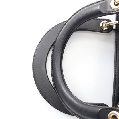 LADY DIOR レディディオール カナージュ 2WAY ハンドバッグ レザー ブラック クリスチャンディオール バッグ Christian Dior