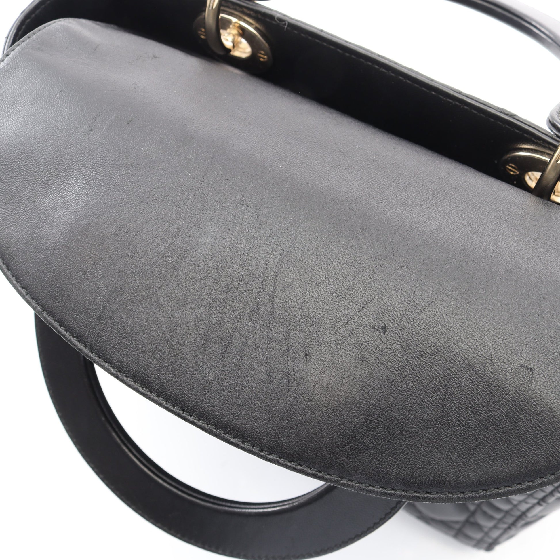 LADY DIOR レディディオール カナージュ 2WAY ハンドバッグ レザー ブラック クリスチャンディオール バッグ Christian Dior