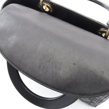 LADY DIOR レディディオール カナージュ 2WAY ハンドバッグ レザー ブラック クリスチャンディオール バッグ Christian Dior