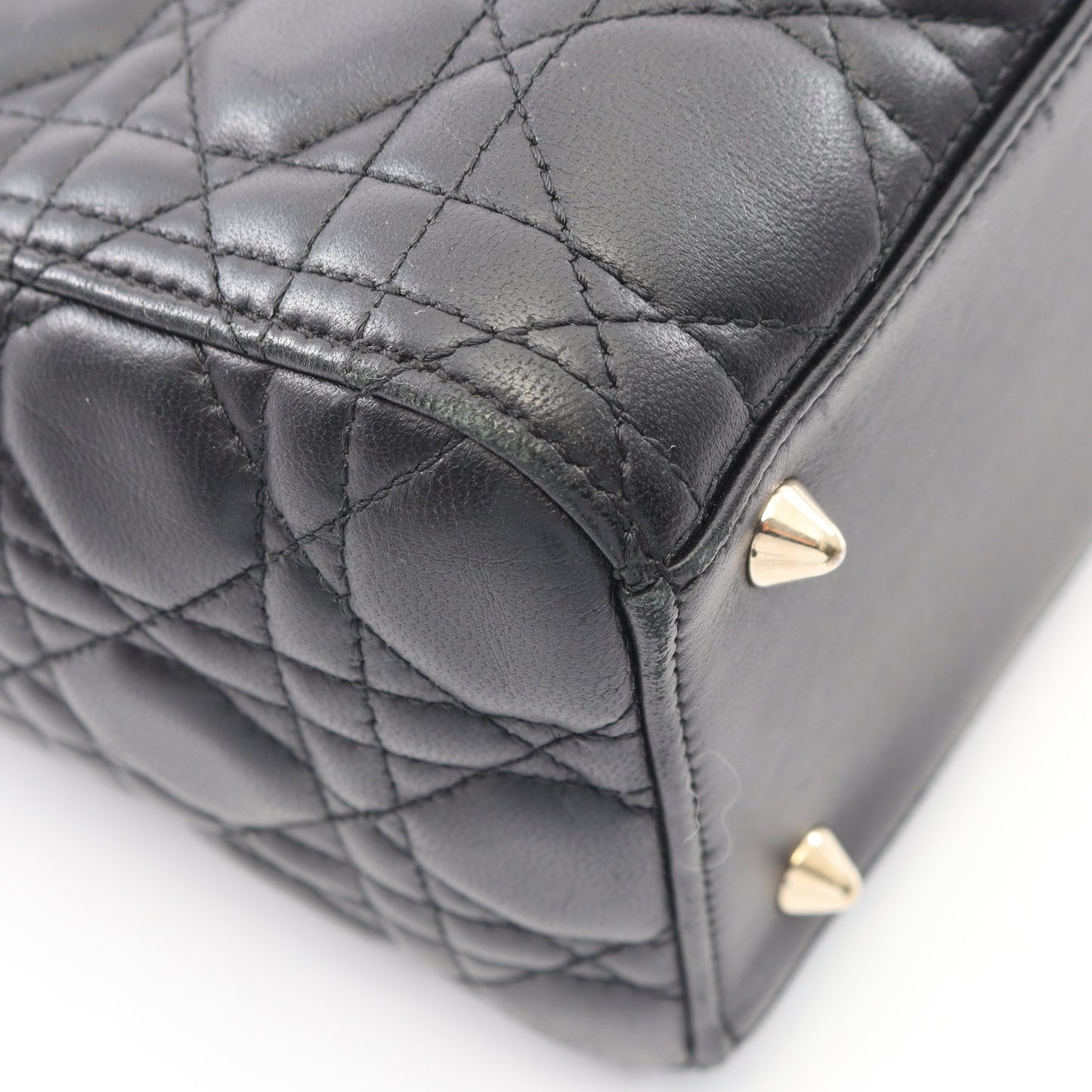 LADY DIOR レディディオール カナージュ 2WAY ハンドバッグ レザー ブラック クリスチャンディオール バッグ Christian Dior