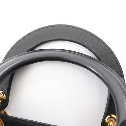 レディディオール ラージ カナージュ 2WAY ハンドバッグ レザー ブラック クリスチャンディオール バッグ Christian Dior