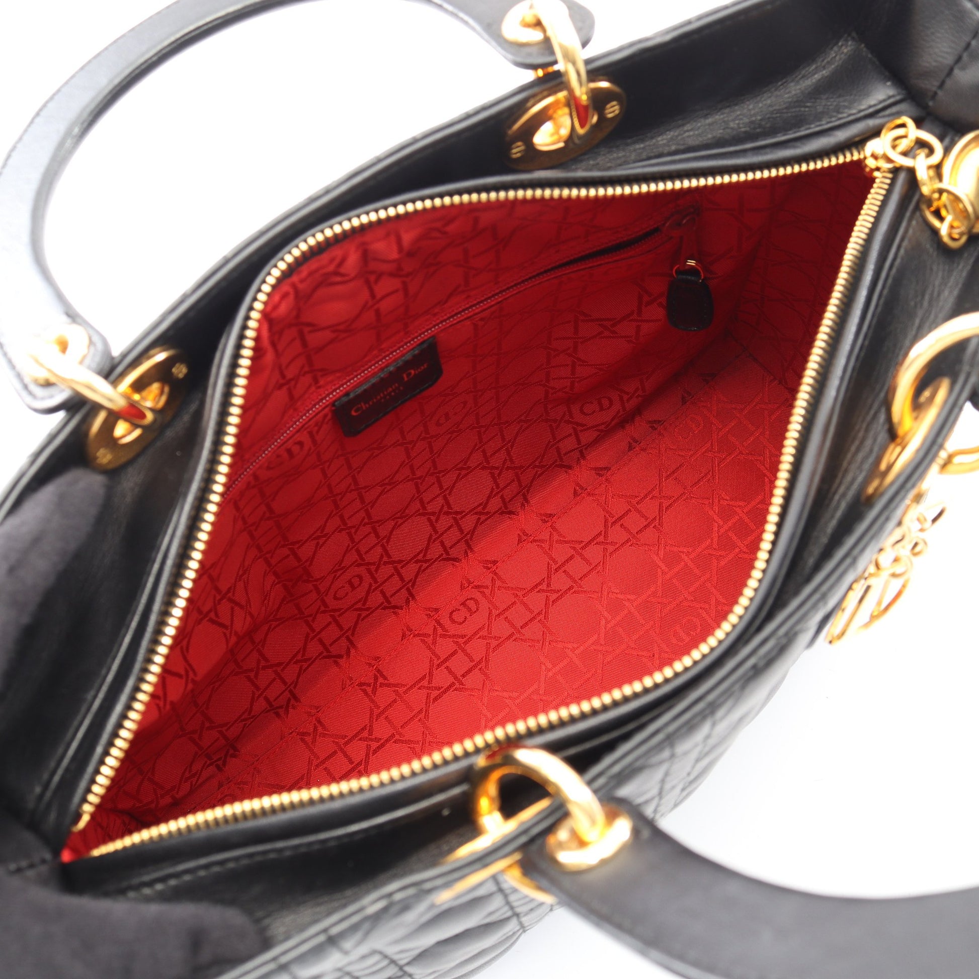 レディディオール ラージ カナージュ 2WAY ハンドバッグ レザー ブラック クリスチャンディオール バッグ Christian Dior