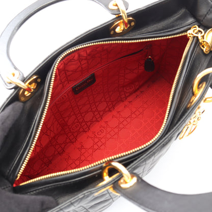レディディオール ラージ カナージュ 2WAY ハンドバッグ レザー ブラック クリスチャンディオール バッグ Christian Dior