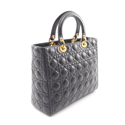 レディディオール ラージ カナージュ 2WAY ハンドバッグ レザー ブラック クリスチャンディオール バッグ Christian Dior