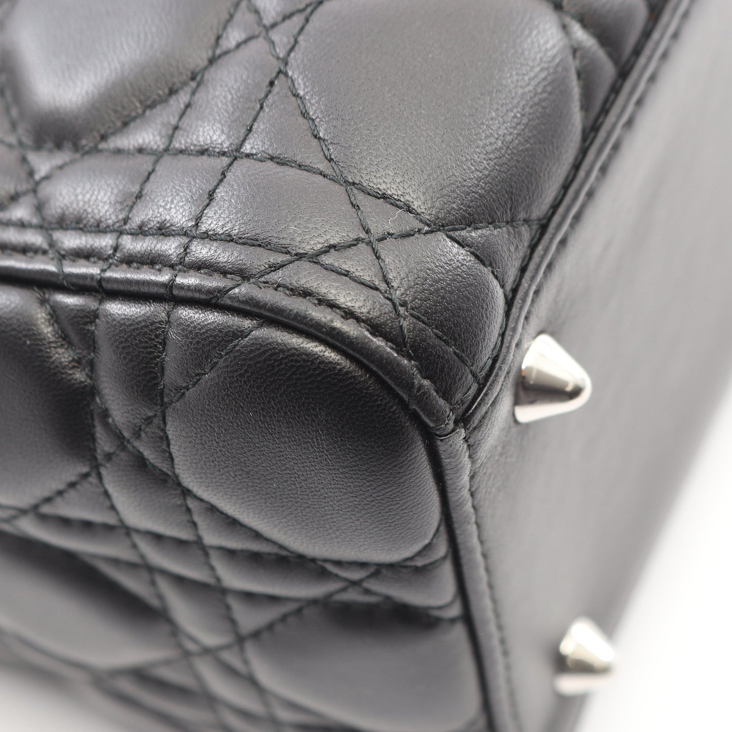 LADY DIOR レディディオール カナージュ 2WAY ハンドバッグ レザー ブラック クリスチャンディオール バッグ Christian Dior