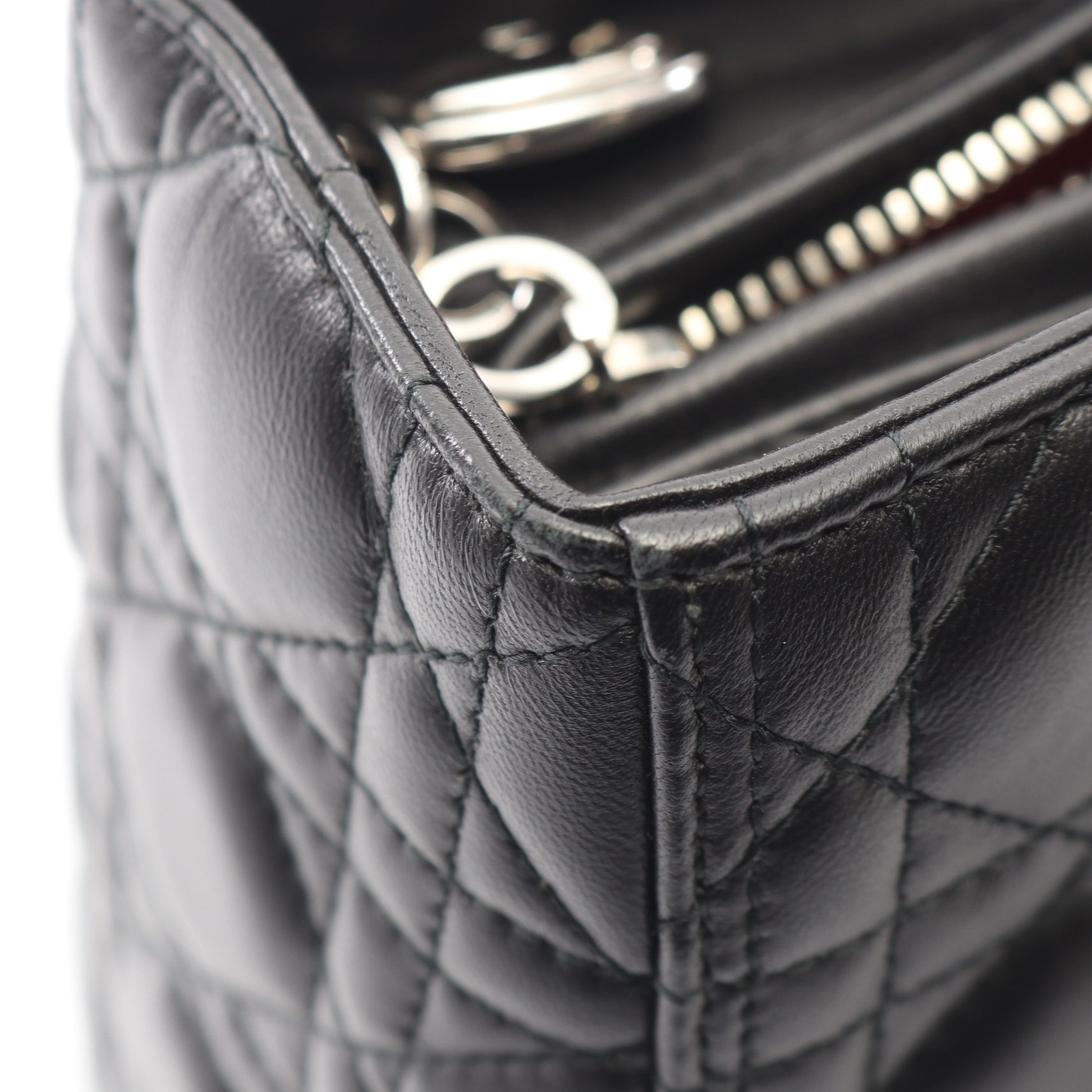 LADY DIOR レディディオール カナージュ 2WAY ハンドバッグ レザー ブラック クリスチャンディオール バッグ Christian Dior