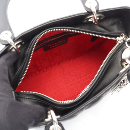 LADY DIOR レディディオール カナージュ 2WAY ハンドバッグ レザー ブラック クリスチャンディオール バッグ Christian Dior