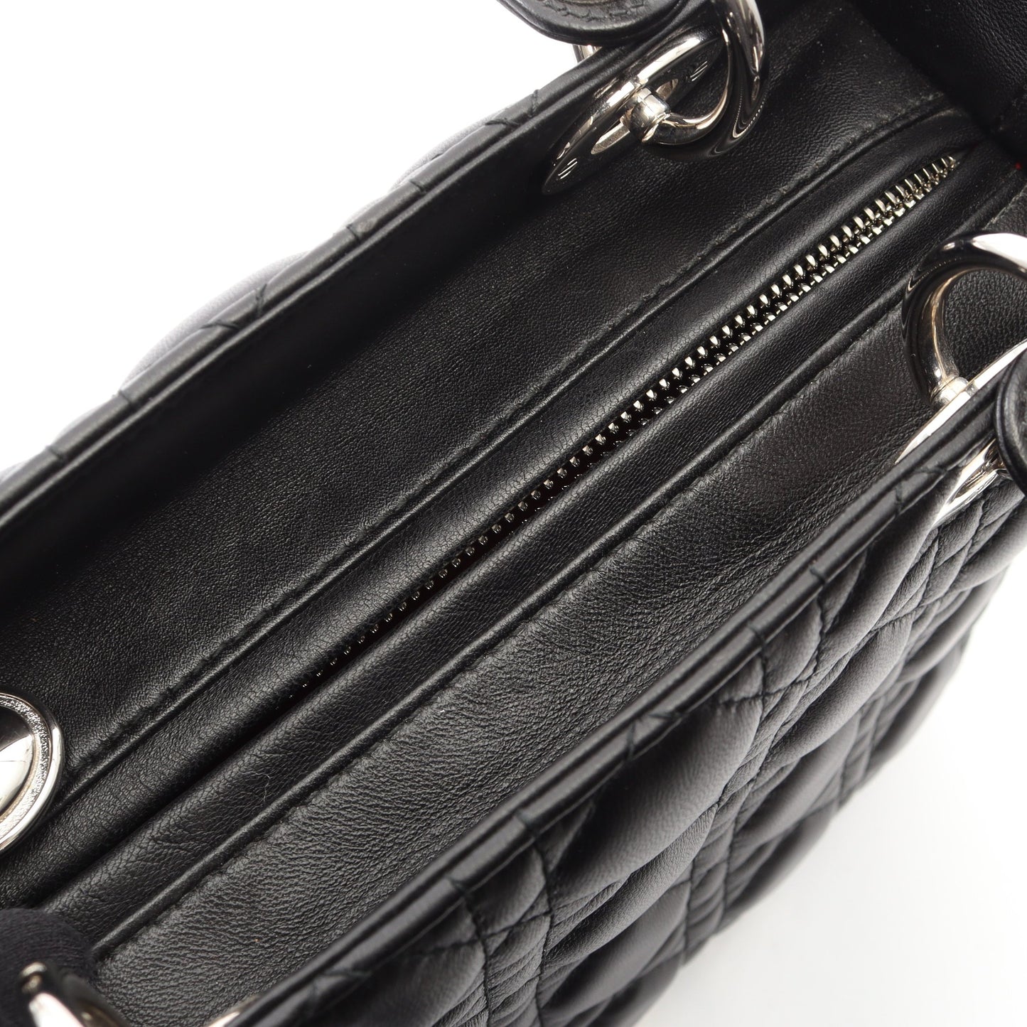 LADY DIOR レディディオール カナージュ 2WAY ハンドバッグ レザー ブラック クリスチャンディオール バッグ Christian Dior