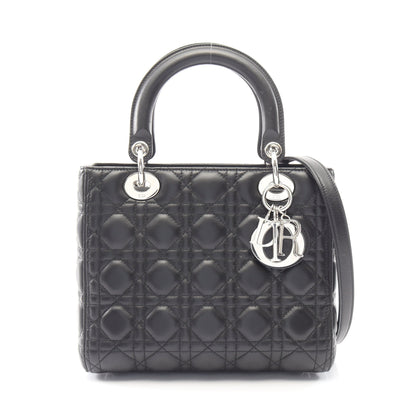 LADY DIOR レディディオール カナージュ 2WAY ハンドバッグ レザー ブラック クリスチャンディオール バッグ Christian Dior