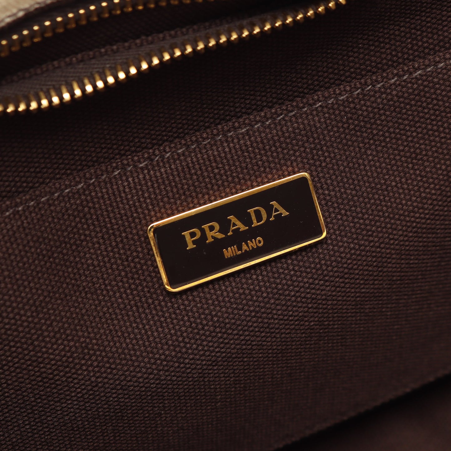 CANAPA STAMPATA カナパ 2WAY ハンドバッグ トートバッグ ボーダー キャンバス アイボリー ダークブラウン プラダ バッグ PRADA