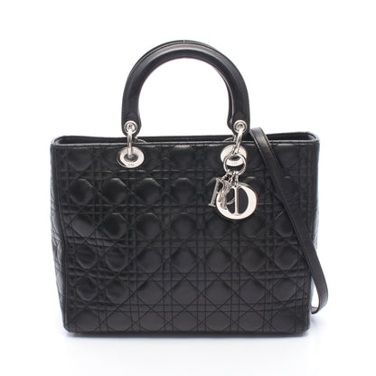 レディディオール ラージ カナージュ 2WAY ハンドバッグ レザー ブラック クリスチャンディオール バッグ Christian Dior
