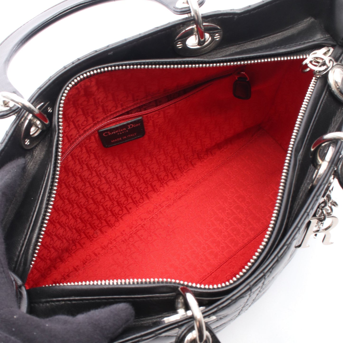 レディディオール ラージ カナージュ 2WAY ハンドバッグ レザー ブラック クリスチャンディオール バッグ Christian Dior