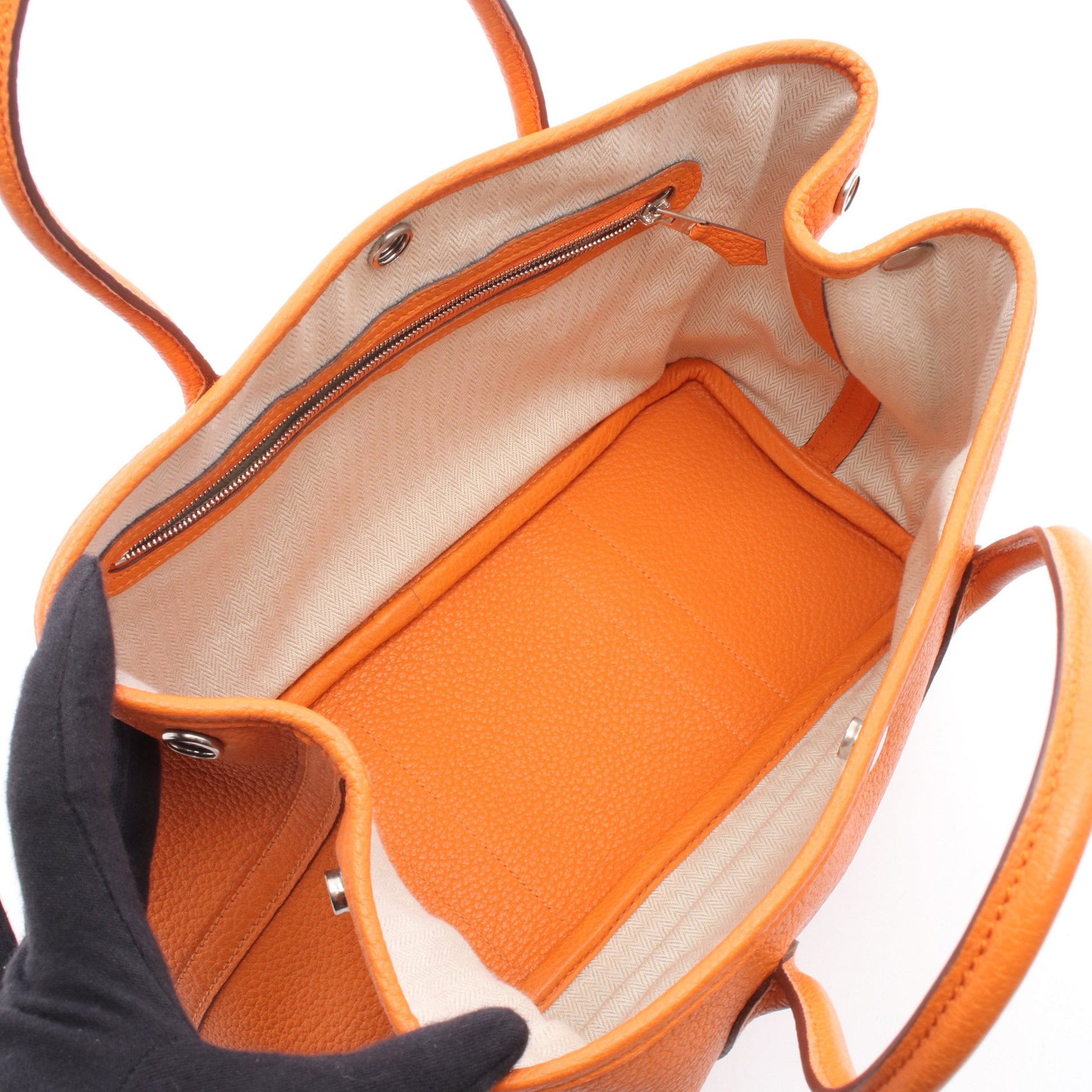 ガーデンパーティTPM フー ハンドバッグ トートバッグ ネゴンダ オレンジ シルバー金具 □O刻印 エルメス バッグ HERMES