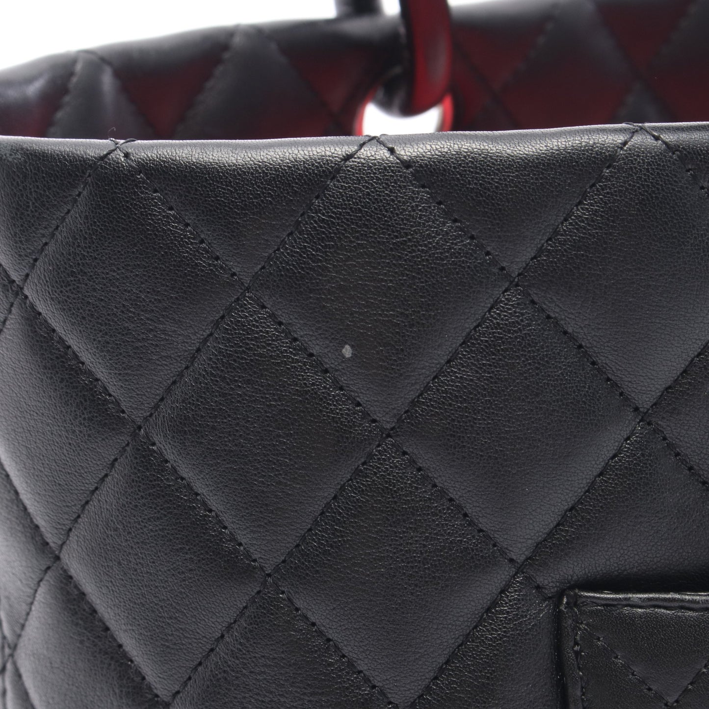 カンボンライン ラージ ショルダーバッグ トートバッグ レザー ブラック ホワイト シルバー金具 シャネル バッグ CHANEL