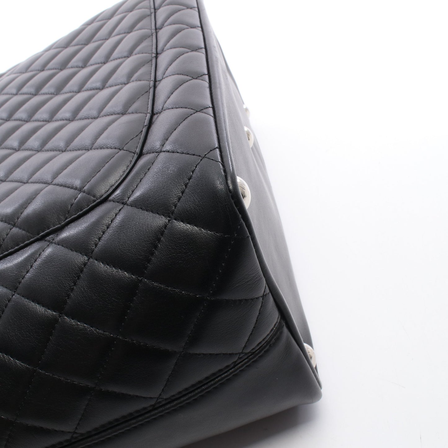 カンボンライン ラージ ショルダーバッグ トートバッグ レザー ブラック ホワイト シルバー金具 シャネル バッグ CHANEL