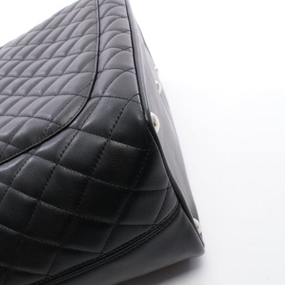 カンボンライン ラージ ショルダーバッグ トートバッグ レザー ブラック ホワイト シルバー金具 シャネル バッグ CHANEL