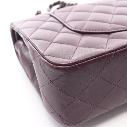 マトラッセ Wフラップ Wチェーンショルダーバッグ ラムスキン ダークパープル シルバー金具 シャネル バッグ CHANEL